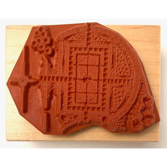 CLUB SCRAP Limited Edition Rubber Stamp Formal Garden Plan Mosaic Art UNUSED - Picture 6 of 6